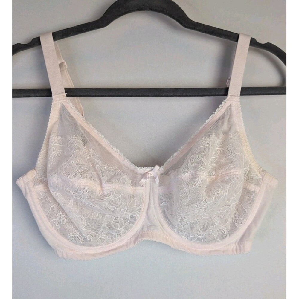 Wacoal 34DD Bra Pink Retro Chic Full Figure 855186 Underwire Back Close Lace
